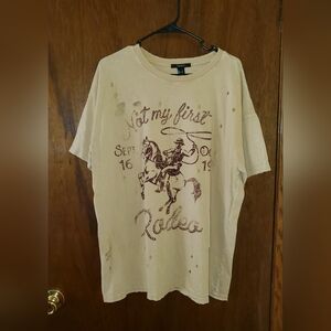Forever 21 Distressed 'Not My First Rodeo' T Shirt Sz Large
